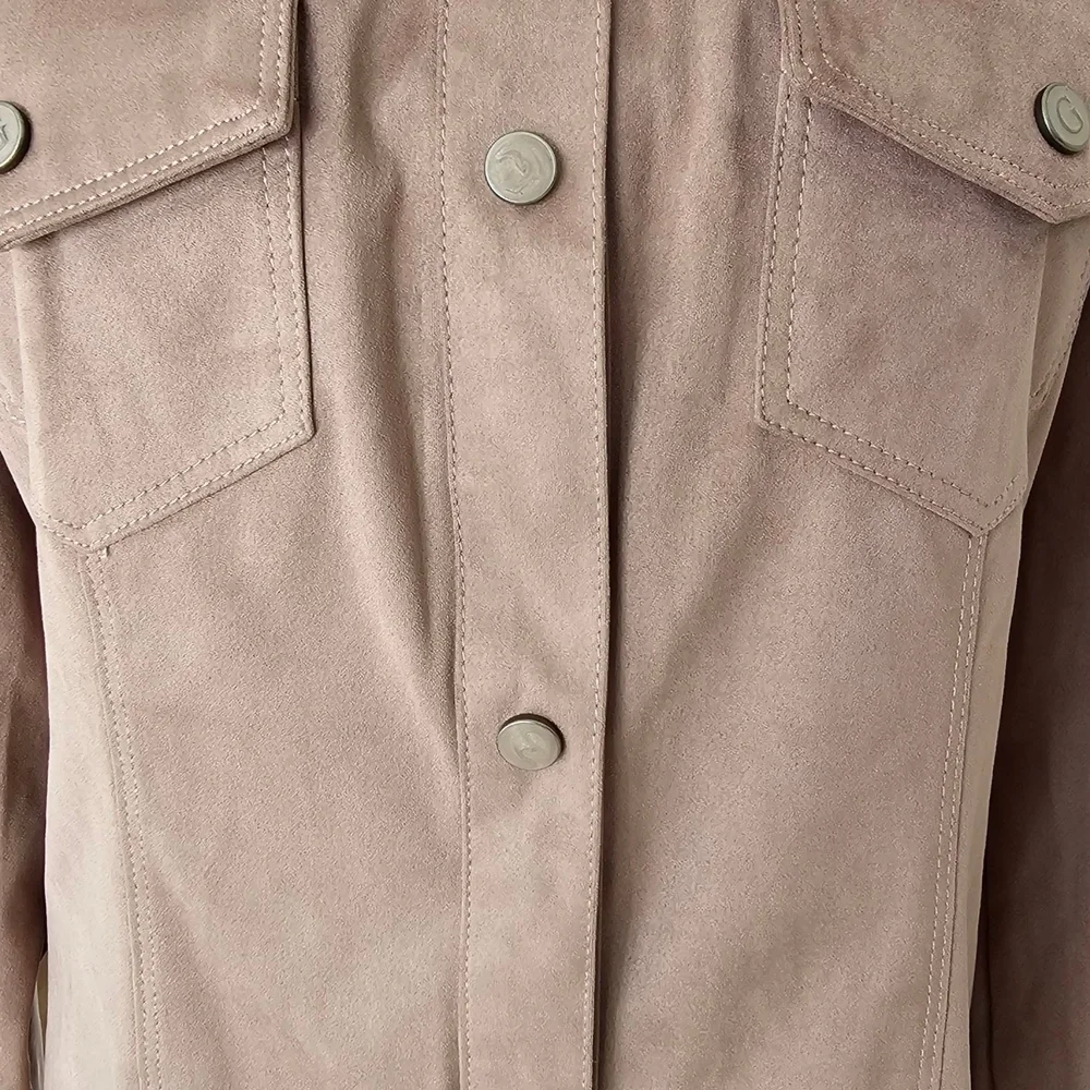 Guess Women's Mauve Pink Faux Suede Button-Up Shirt Sz M - Picture 8 of 12